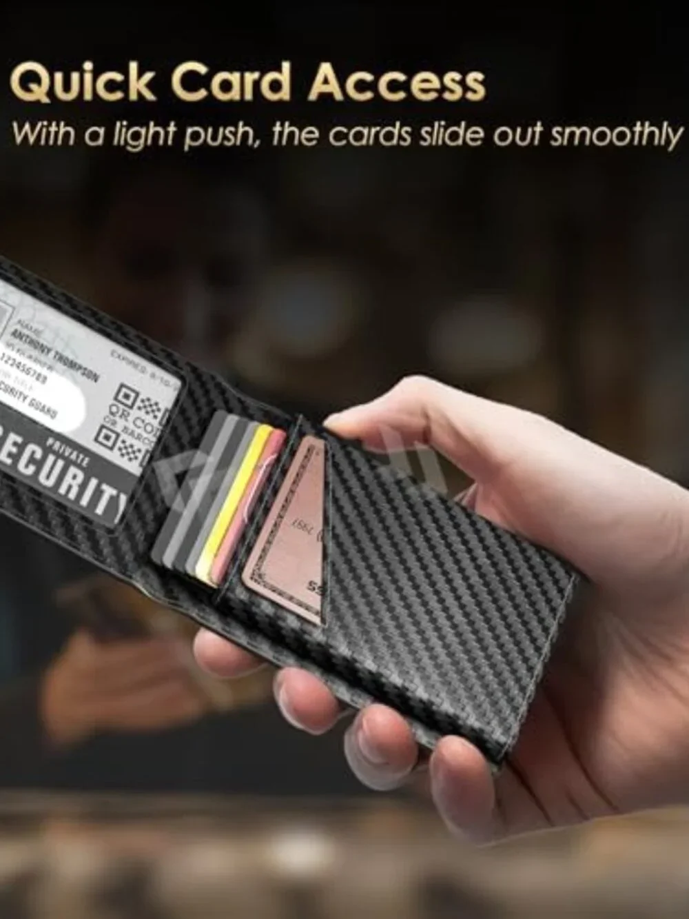 Slim Minimalist Wallet for Men - RFID Blocking, Carbon Fiber Design, 2026